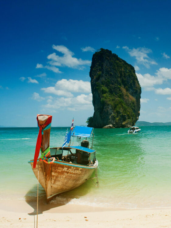 Boat moored up on paradise beach